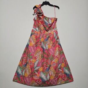 Gibson Latimer Women's Dress XL Pink One-Shoulder Bow-Tie A-line Pocket  New 293
